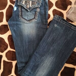 Miss Me Indigo Boot Cut Jeans with Embroidery